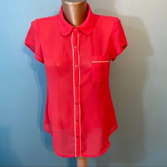 Guess sheer button‎ up  blouse - Picture 5 of 9